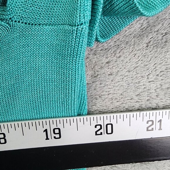 Womens Teal Pendleton Top Silk & Nylon Blend Short Sleeve Round Neck Size L - Picture 9 of 12